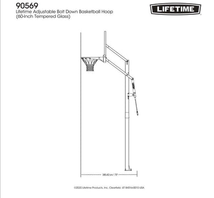 Lifetime 60” Tempered Glass Pro Slam In-ground Basketball Hoop