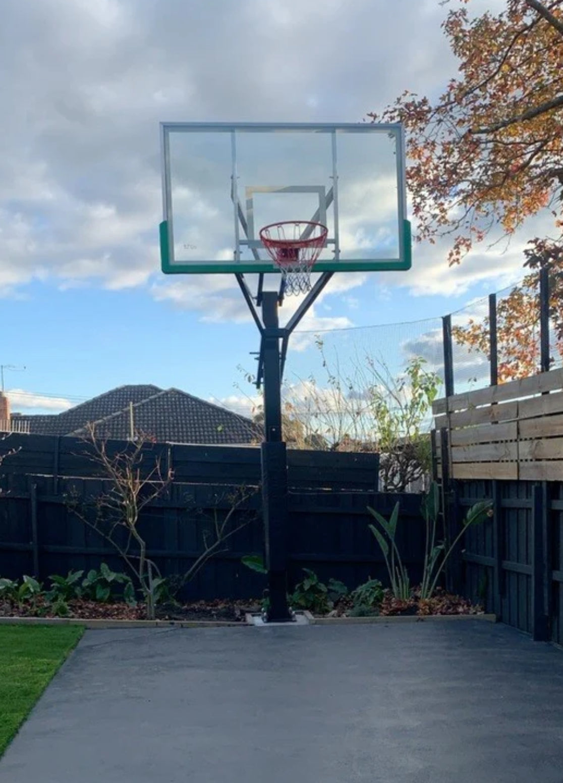 72 Inch Professional In-ground Basketball System with Hoop Tempered Glass Backboard