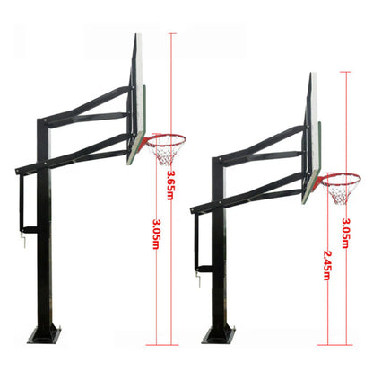 72 Inch Professional In-ground Basketball System with Hoop Tempered Glass Backboard