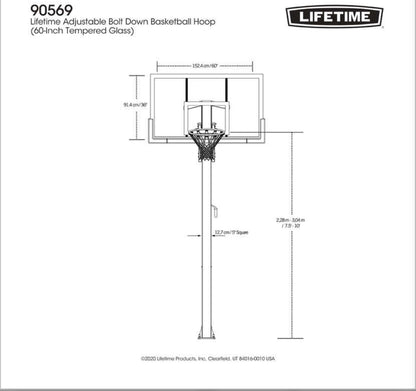 Lifetime 60” Tempered Glass Pro Slam In-ground Basketball Hoop